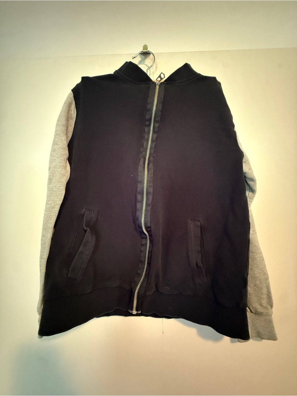 Zara Two-Tone Zip Hoodie - Black & Light Gray